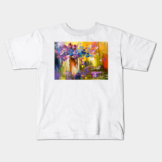 Bouquet of flowers in a vase Kids T-Shirt by OLHADARCHUKART